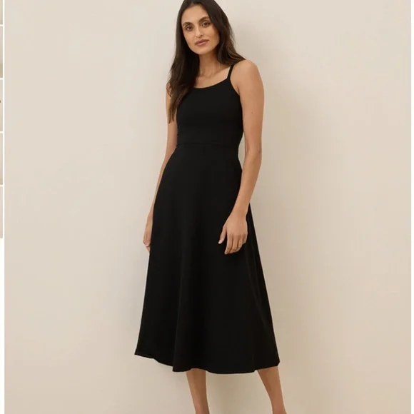 fitted maxi dress with slit Scalloped Contrast Fit & Flare Midi Dress main image 0
